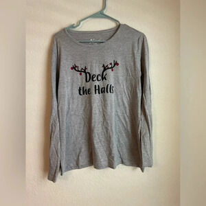 Natural Reflections women’s gray long sleeve deck the halls top size L